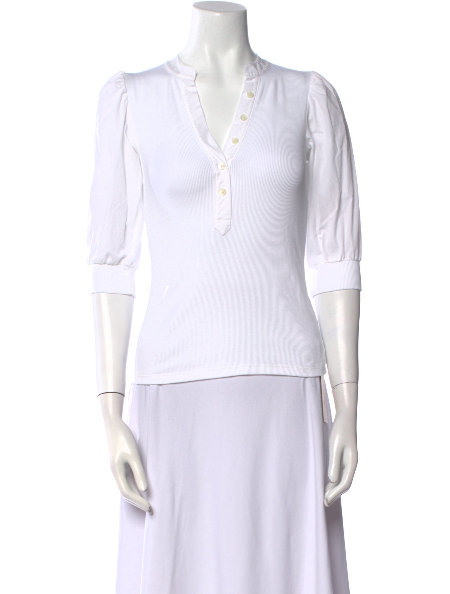 Veronica Beard V-Neck Three-Quarter Sleeve Polo