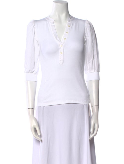Veronica Beard V-Neck Three-Quarter Sleeve Polo
