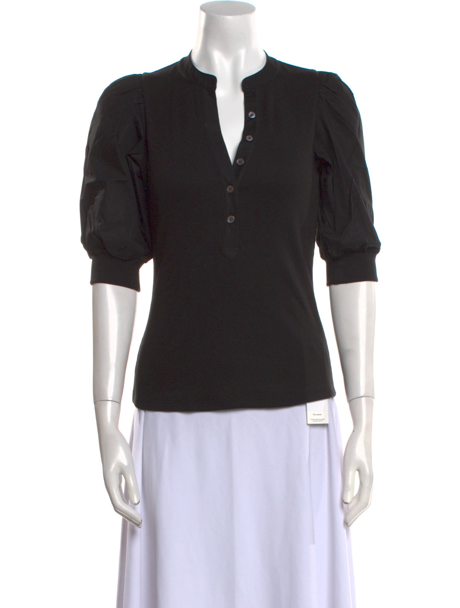 Veronica Beard V-Neck Three-Quarter Sleeve Polo