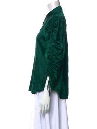 Veronica Beard Silk Three-Quarter Sleeve Button-Up Top