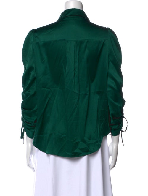 Veronica Beard Silk Three-Quarter Sleeve Button-Up Top