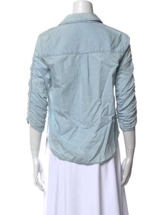 Veronica Beard V-Neck Three-Quarter Sleeve Button-Up Top