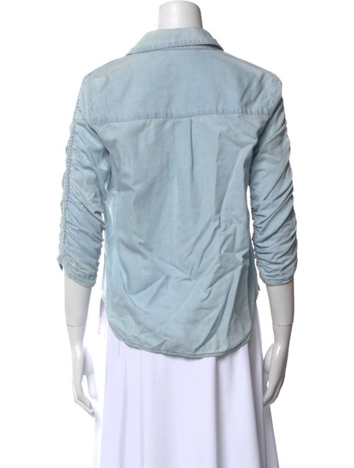 Veronica Beard V-Neck Three-Quarter Sleeve Button-Up Top