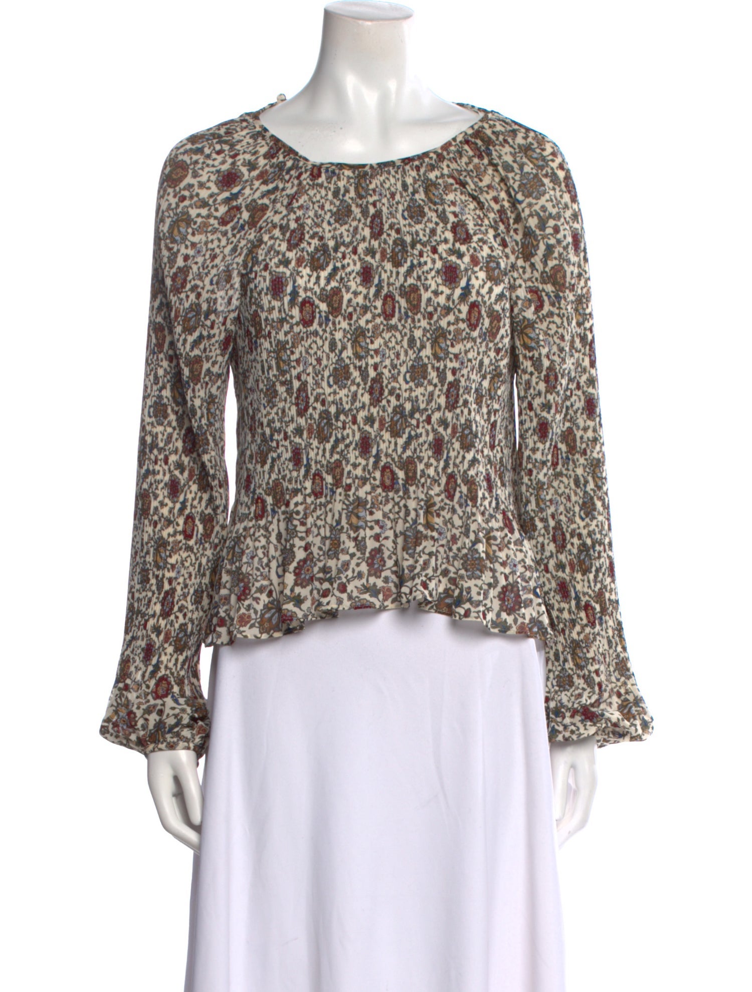 Veronica Beard Floral Print Bateau Neckline Blouse