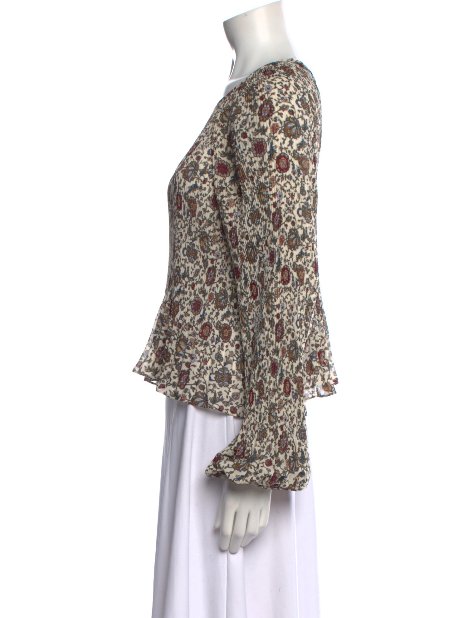 Veronica Beard Floral Print Bateau Neckline Blouse