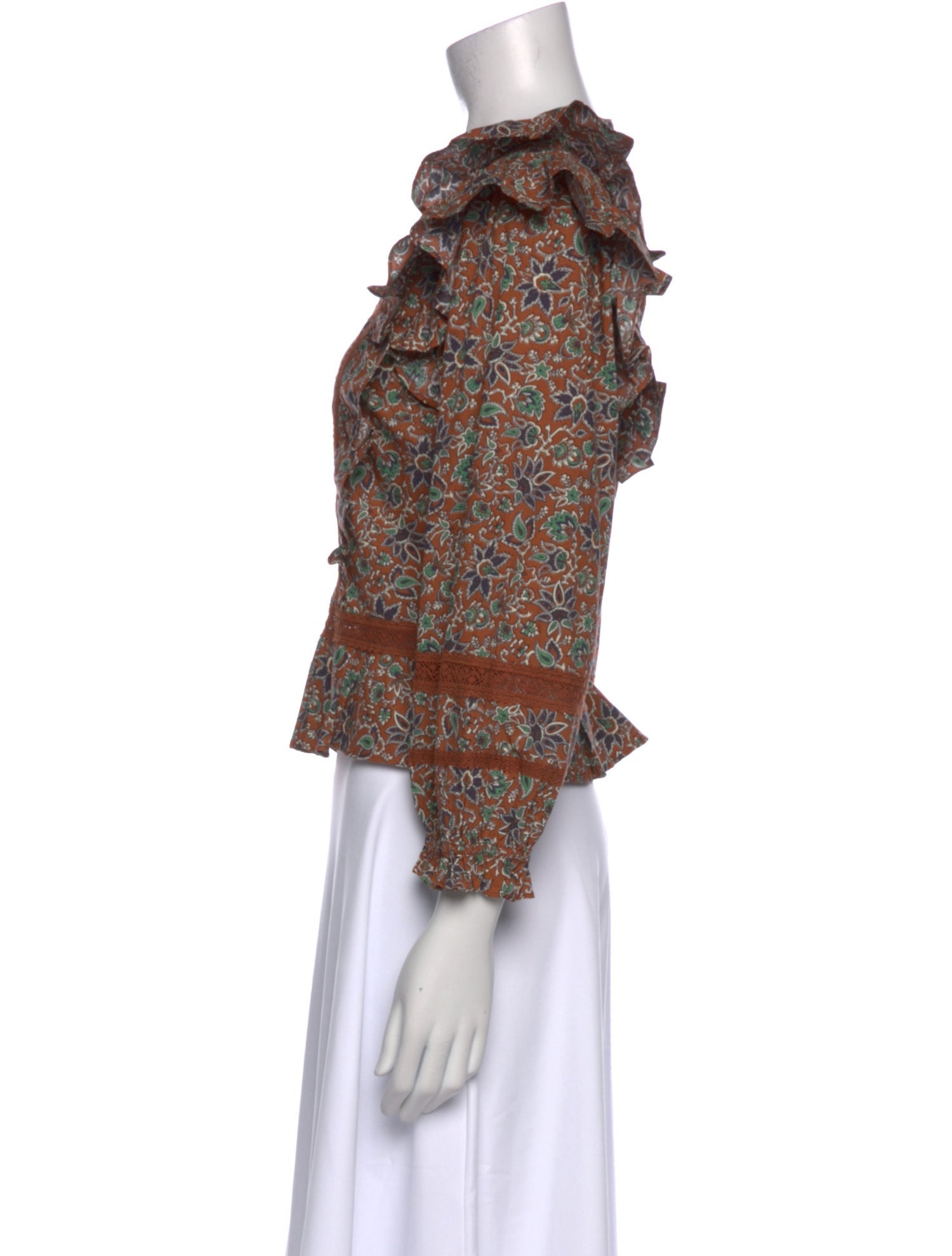 Veronica Beard Floral Print Crew Neck Blouse