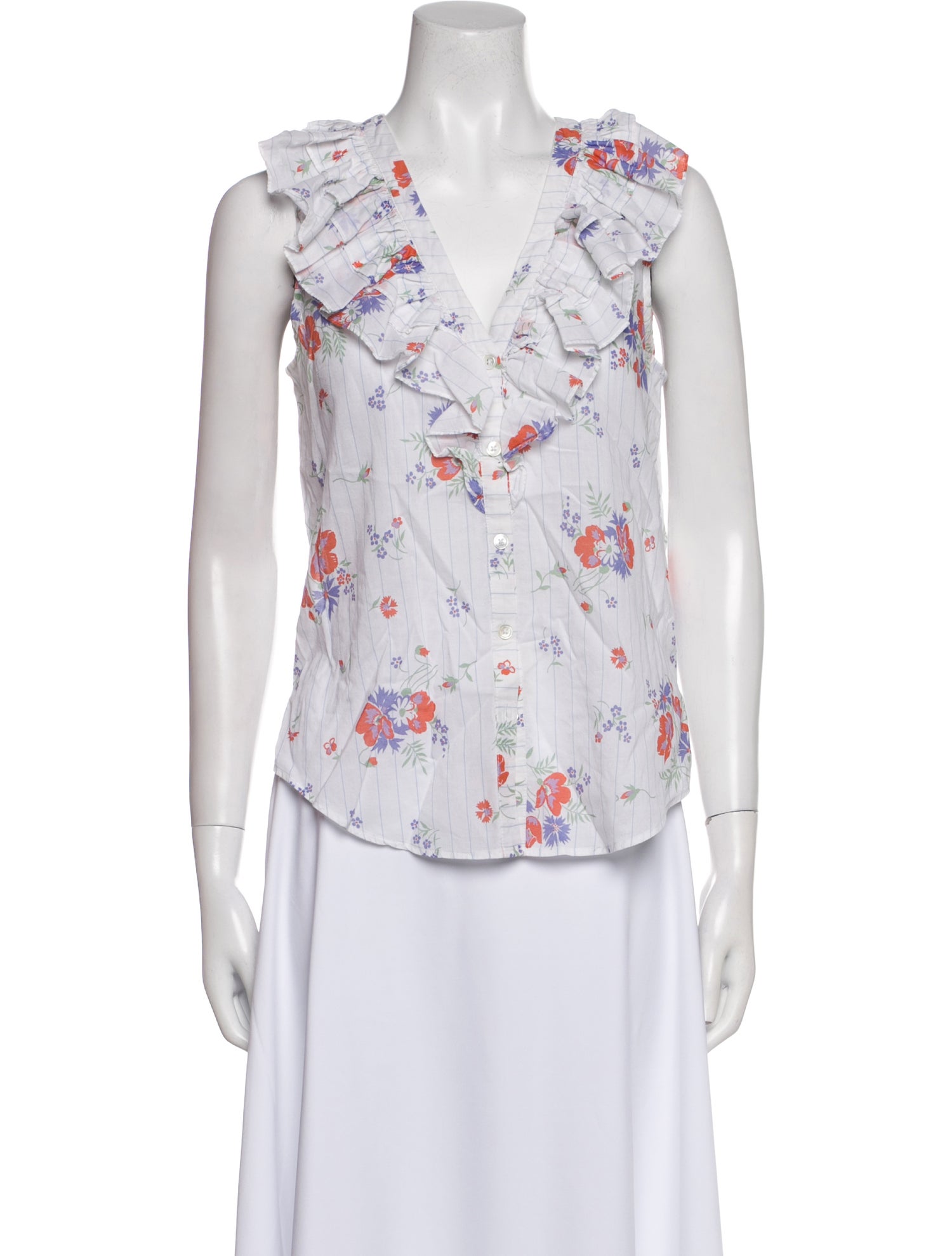 Veronica Beard Floral Print V-Neck Blouse