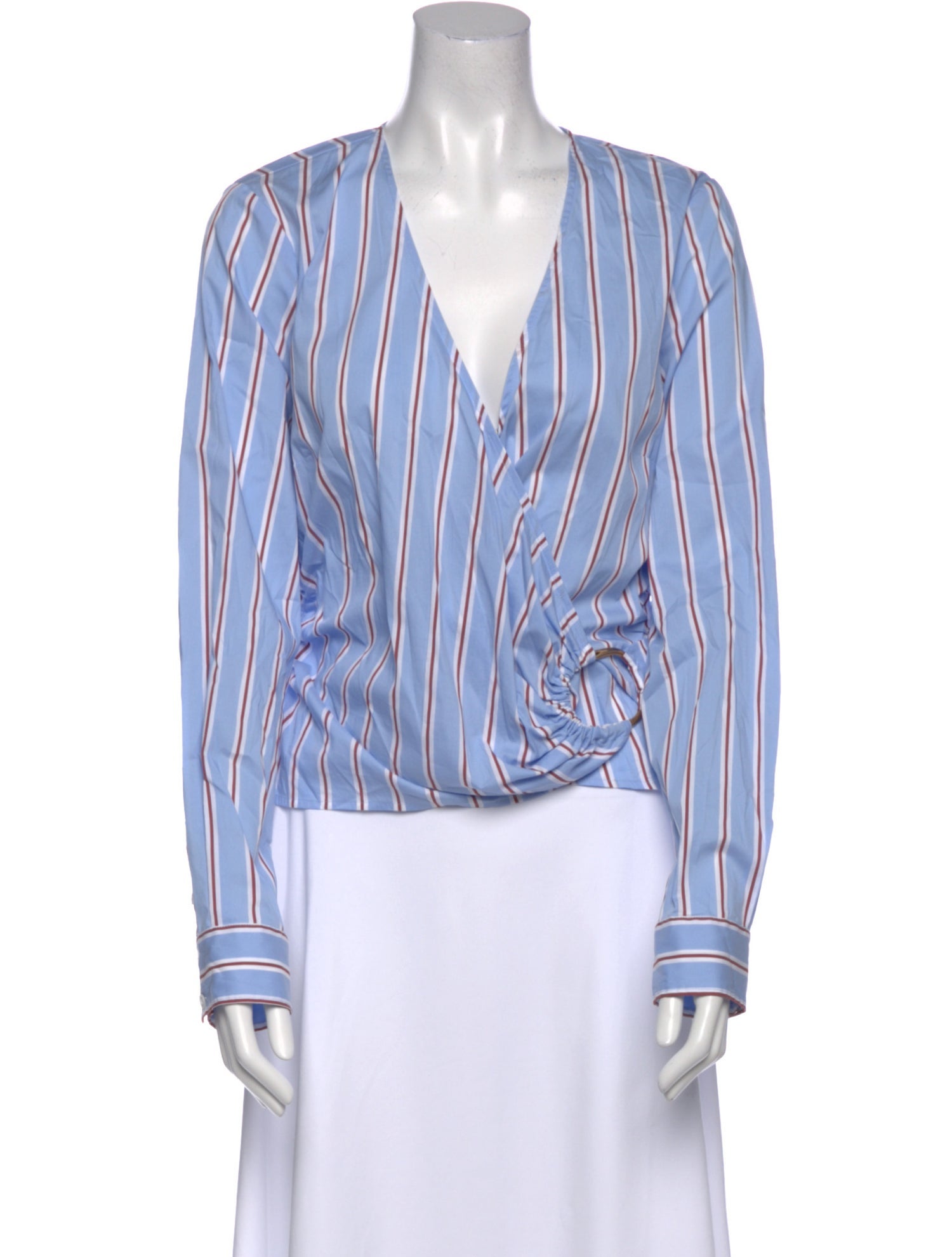 Veronica Beard Striped V-Neck Blouse
