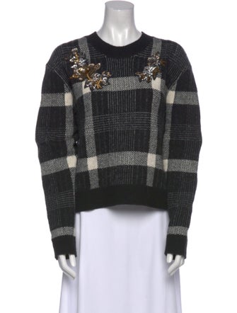 Veronica Beard Plaid Print Crew Neck Sweatshirt