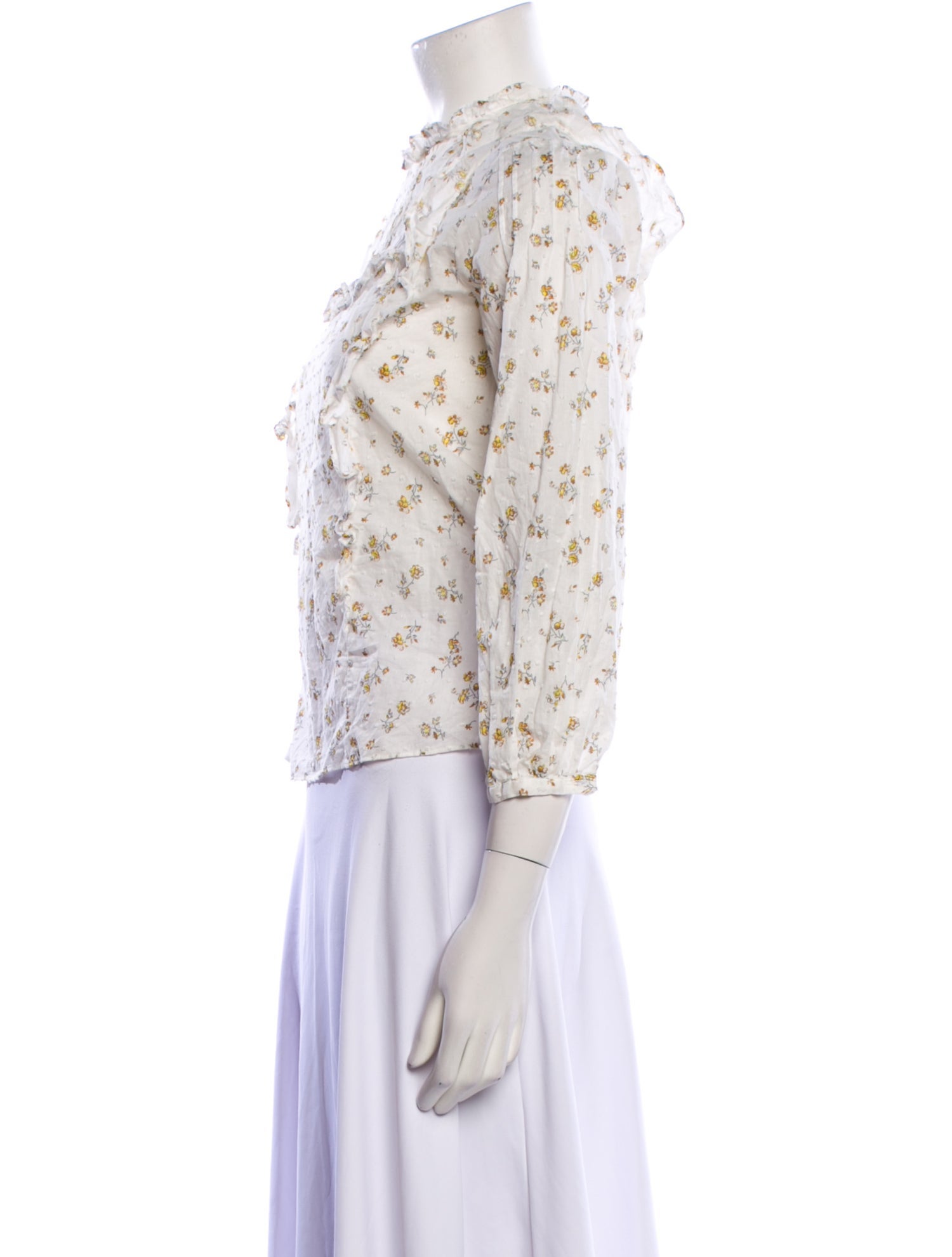 Veronica Beard Floral Print Mock Neck Blouse