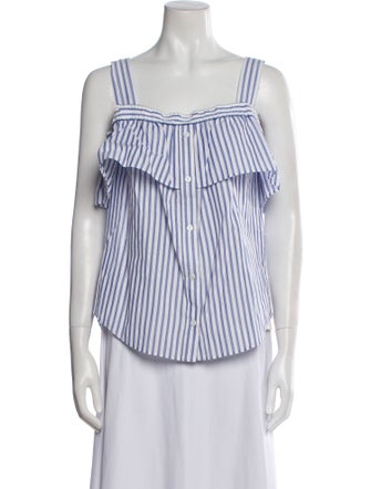 Veronica Beard Striped Square Neckline Top