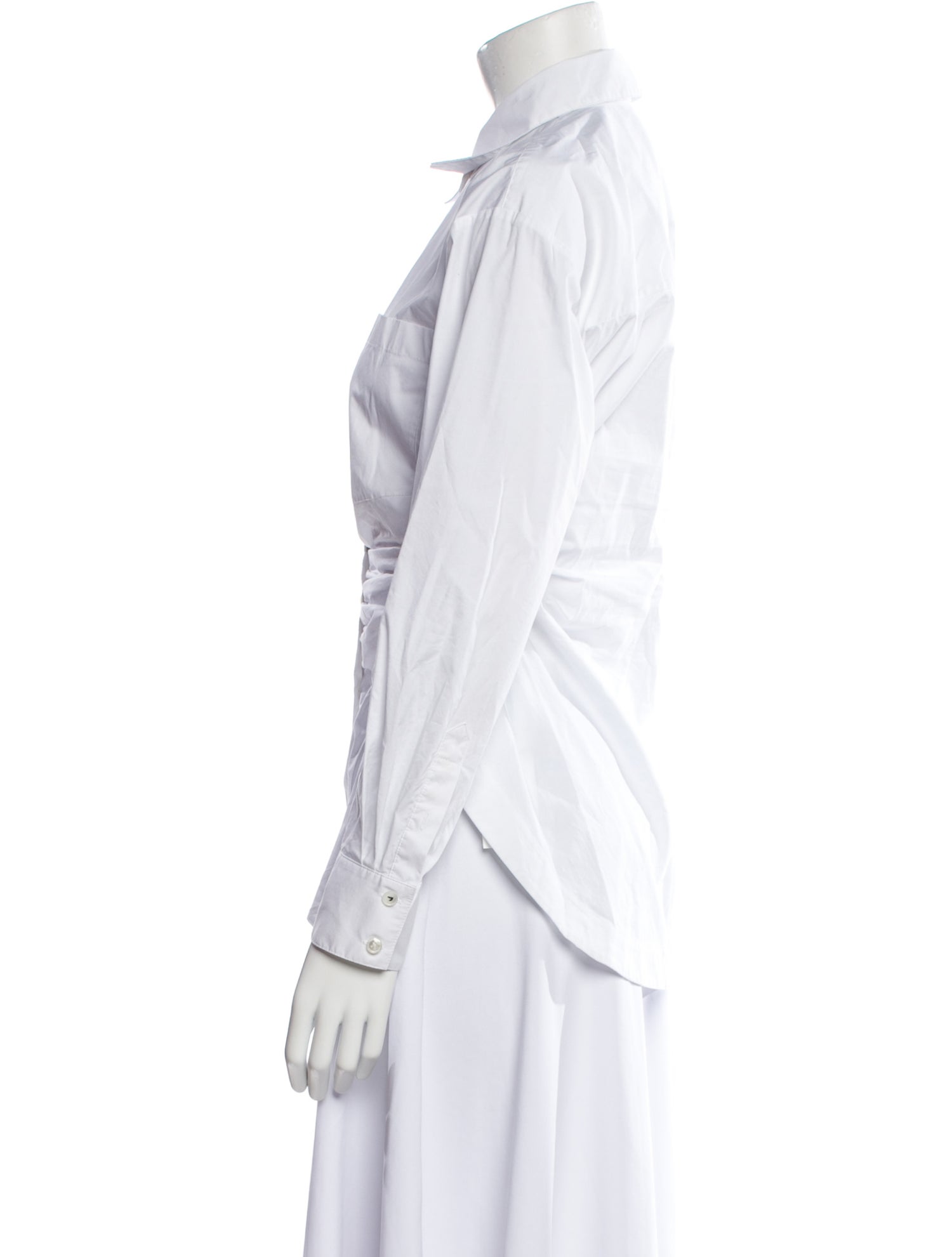 Veronica Beard Mock Neck Long Sleeve Button-Up Top