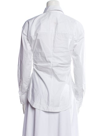 Veronica Beard Mock Neck Long Sleeve Button-Up Top