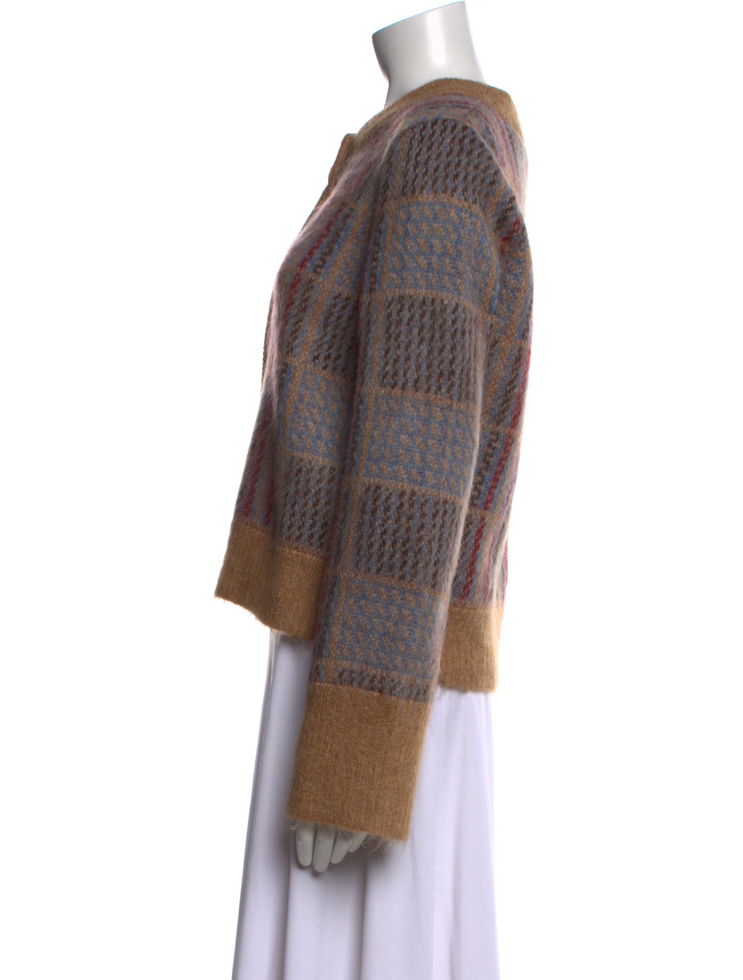 Veronica Beard Plaid Print Crew Neck Sweater