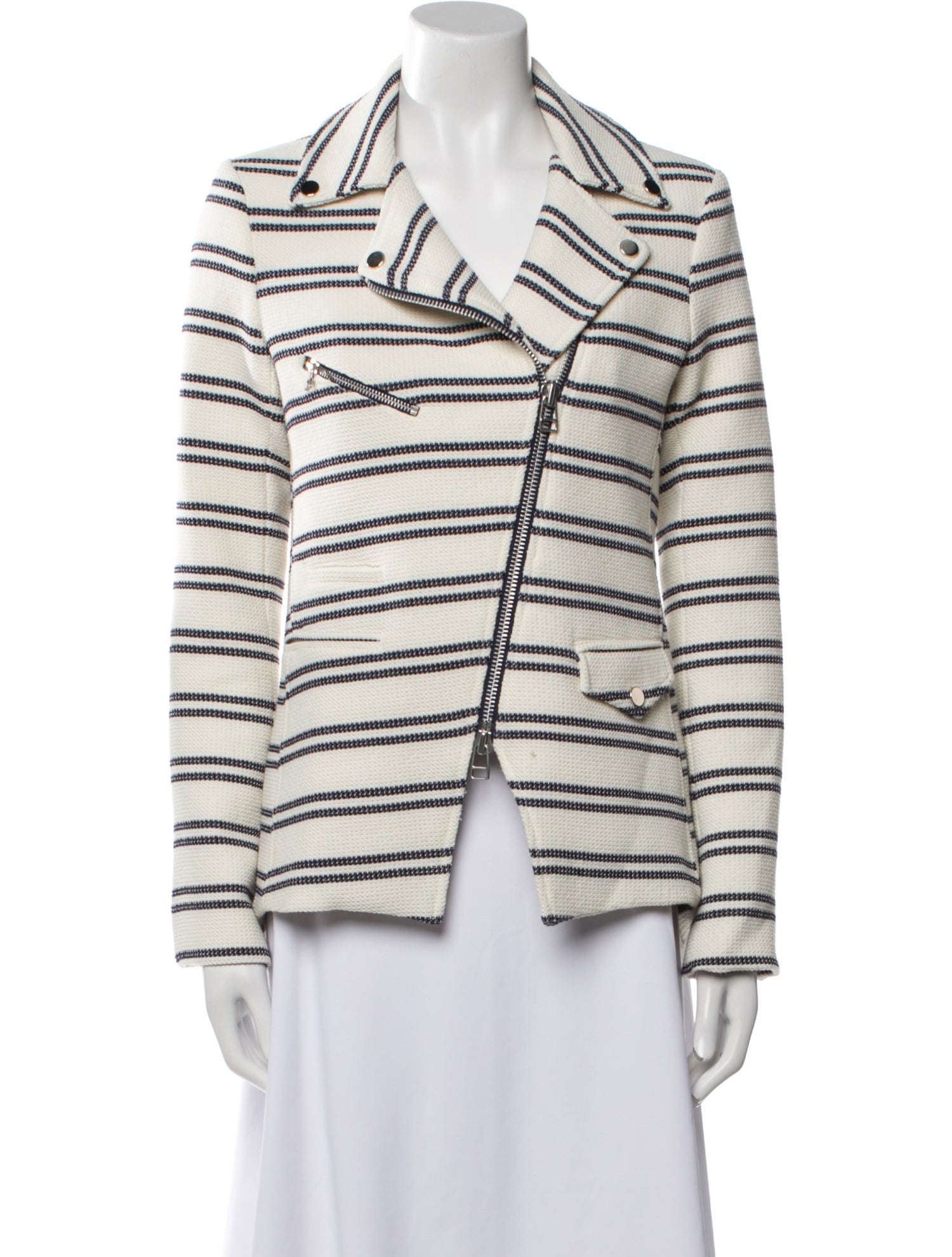Veronica Beard Striped Biker Jacket