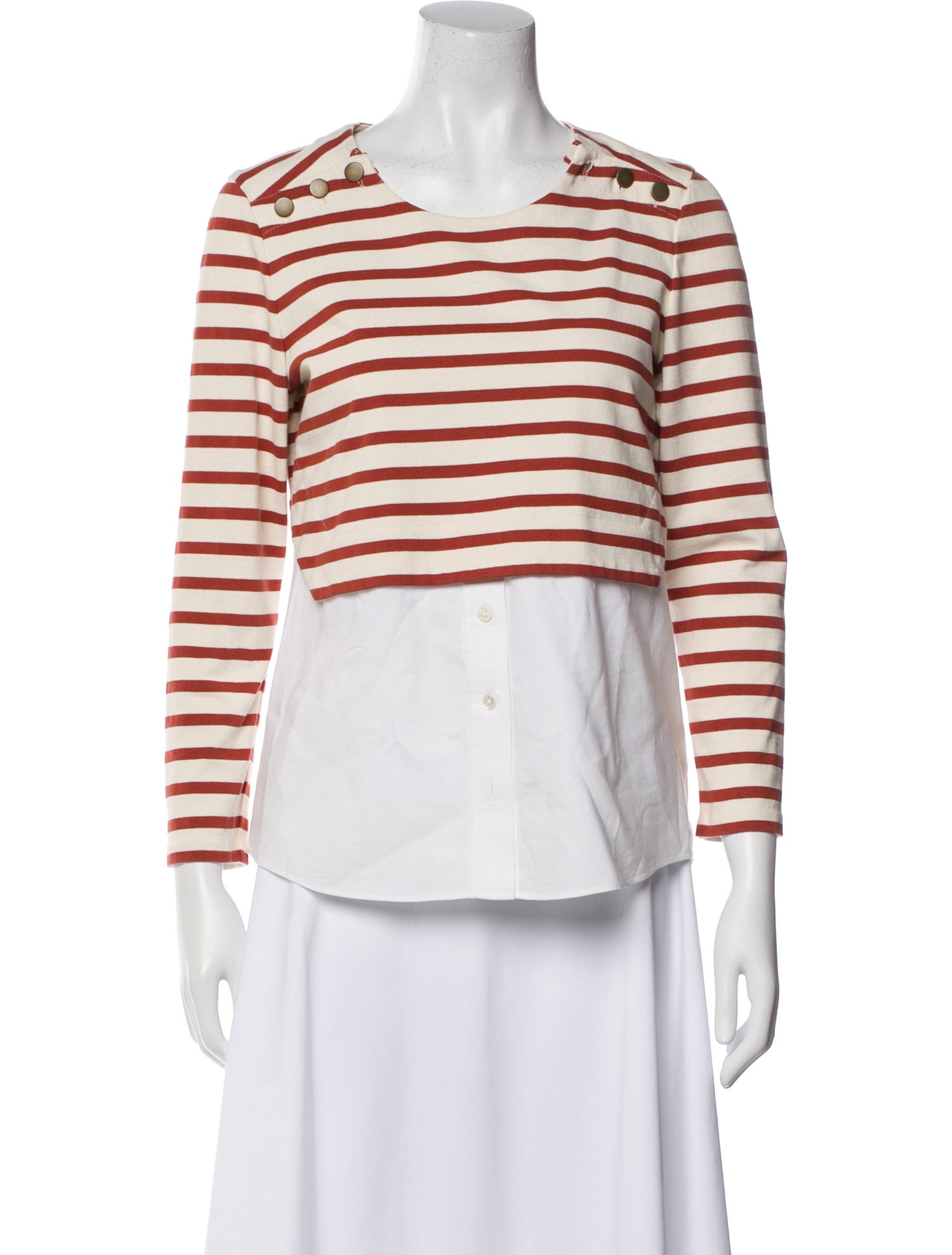 Veronica Beard Striped Crew Neck Top