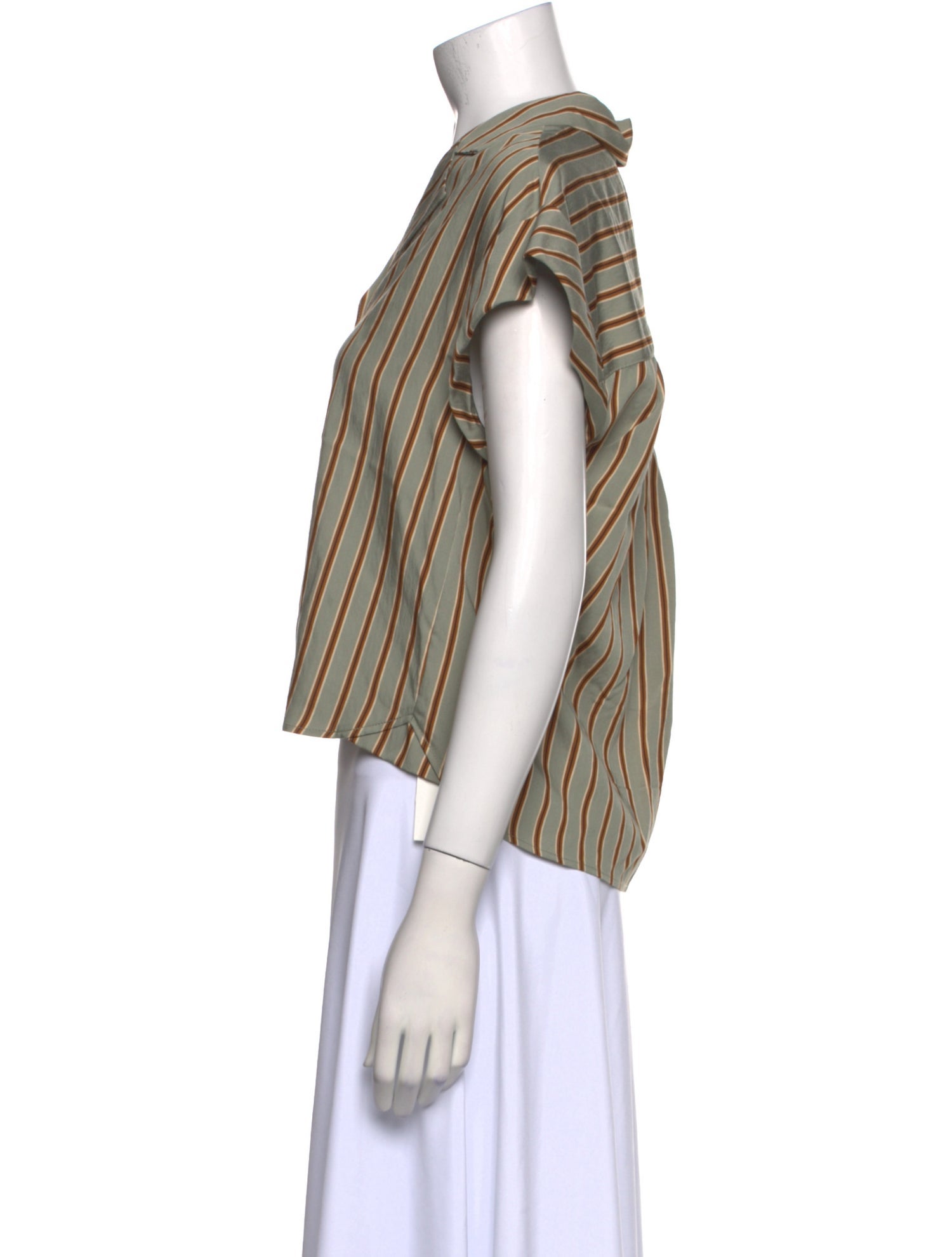 Veronica Beard Striped Short Sleeve Crop Top