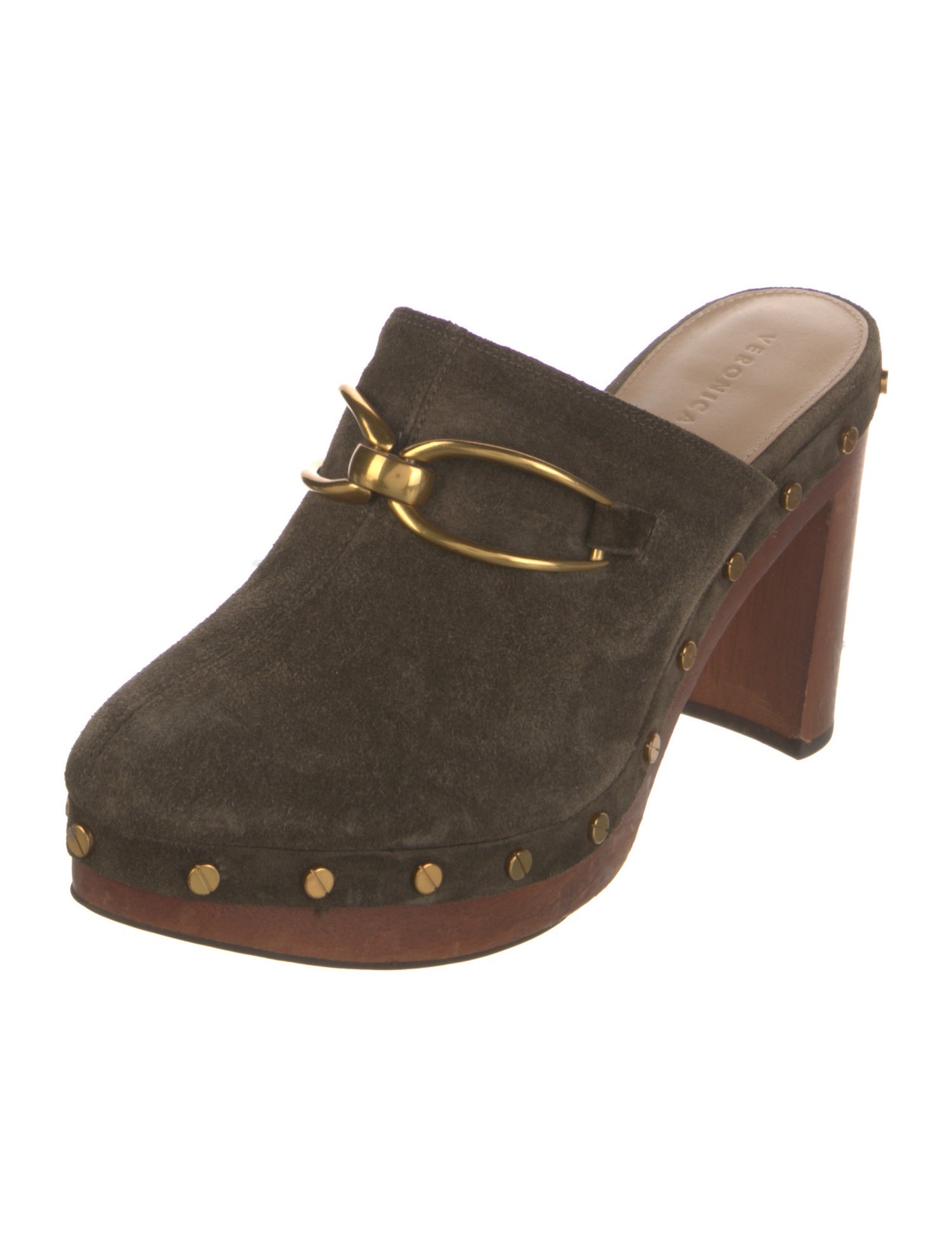 Veronica Beard Suede Studded Accents Mules