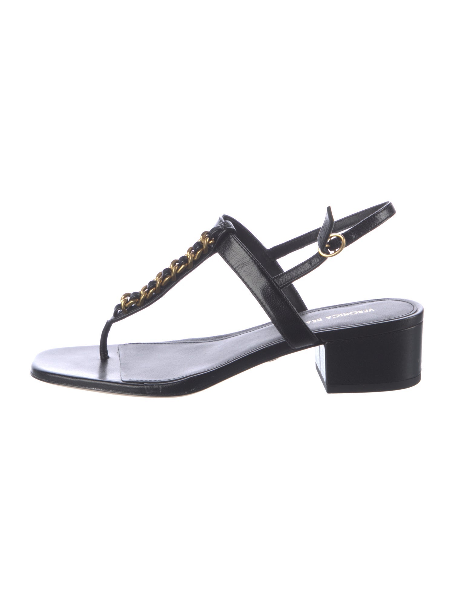 Veronica Beard Leather T-Strap Sandals