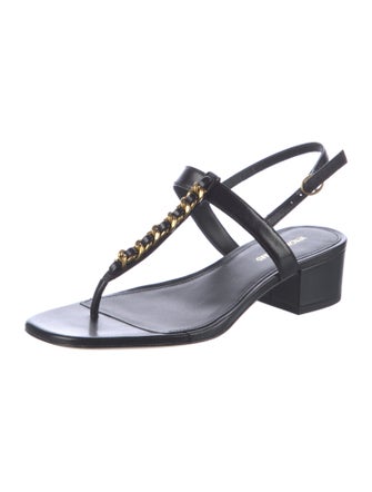 Veronica Beard Leather T-Strap Sandals