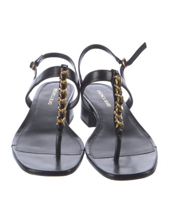 Veronica Beard Leather T-Strap Sandals