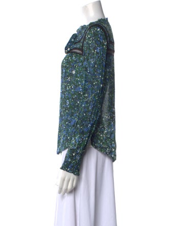 Veronica Beard Floral Print Long Sleeve Blouse
