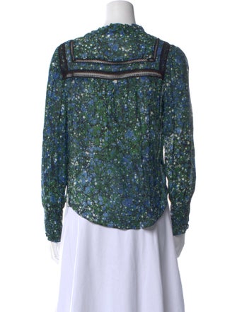 Veronica Beard Floral Print Long Sleeve Blouse