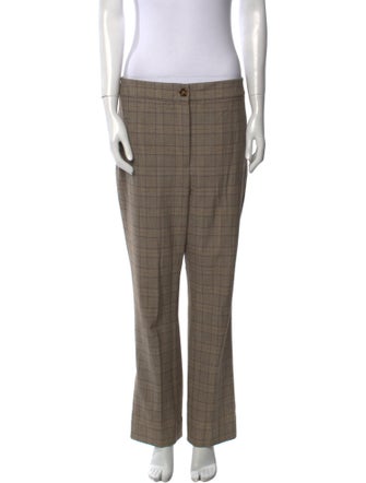 Veronica Beard Plaid Print Straight Leg Pants