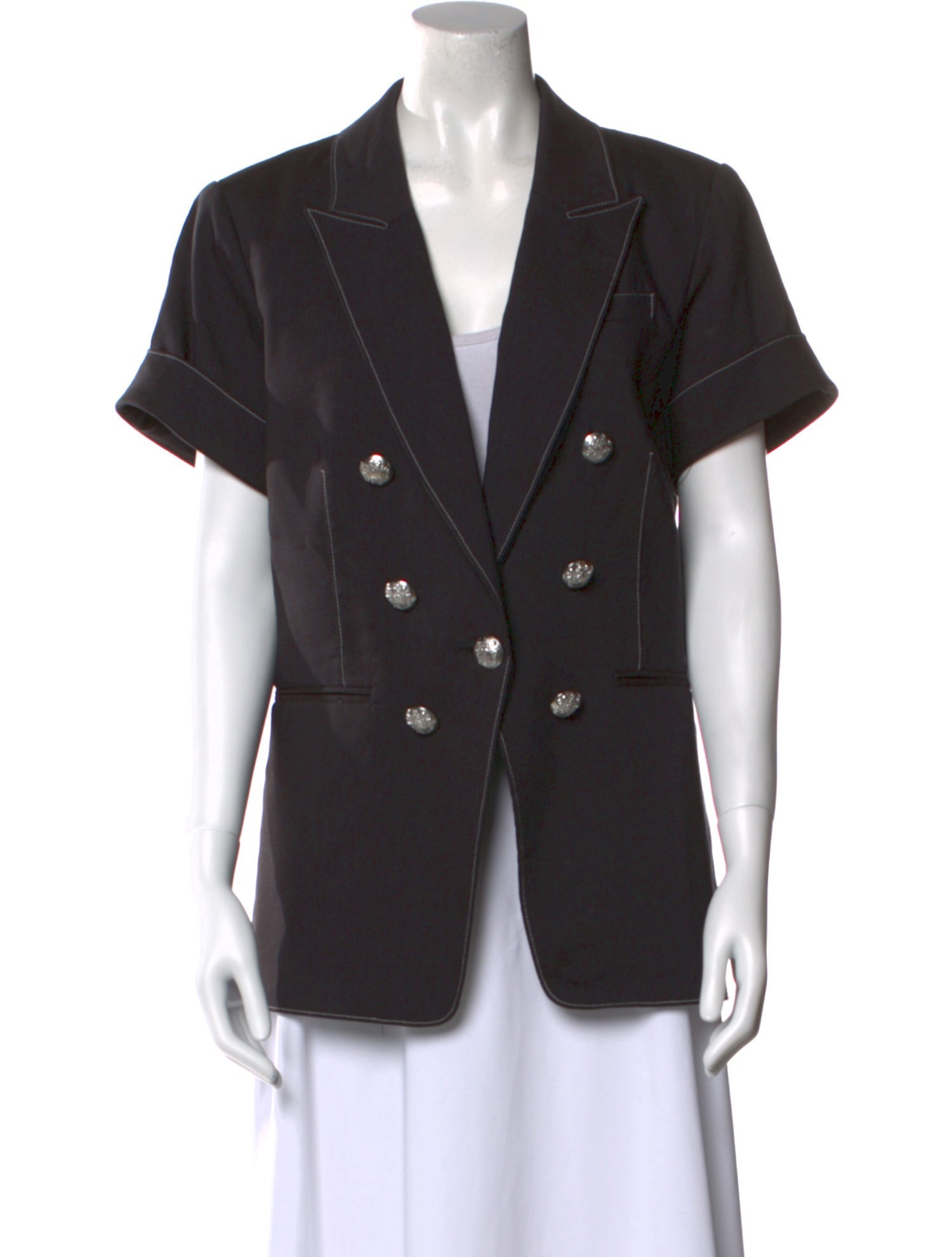 Veronica Beard Short Sleeve Button-Up Top