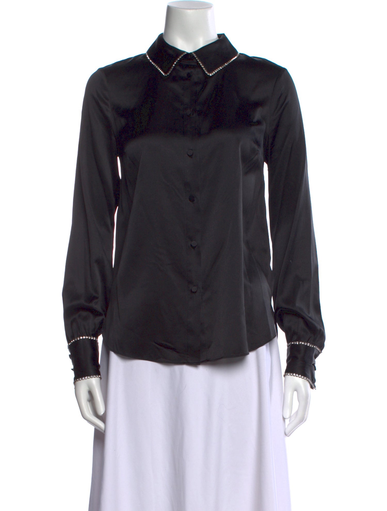 Veronica Beard Silk Long Sleeve Button-Up Top