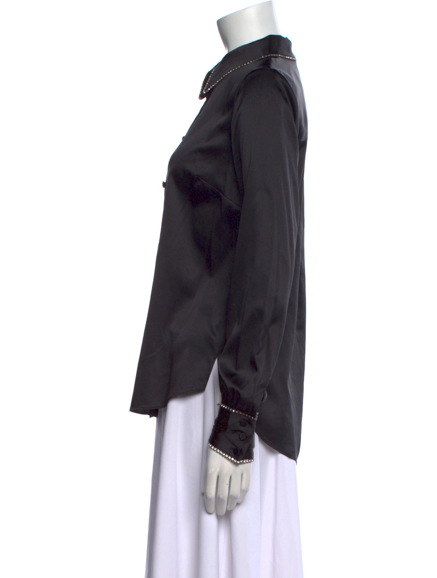 Veronica Beard Silk Long Sleeve Button-Up Top