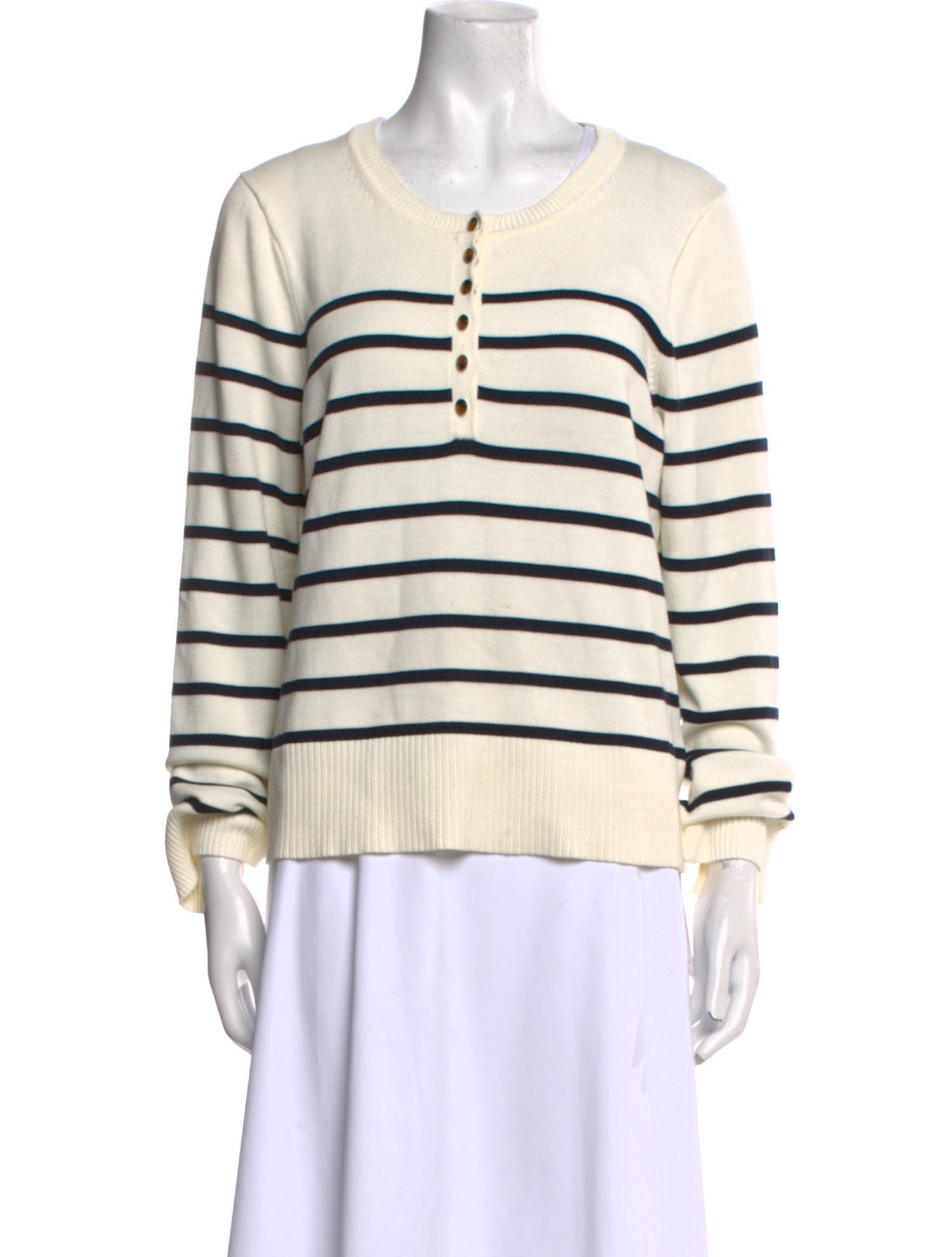 Veronica Beard Striped Scoop Neck Sweater