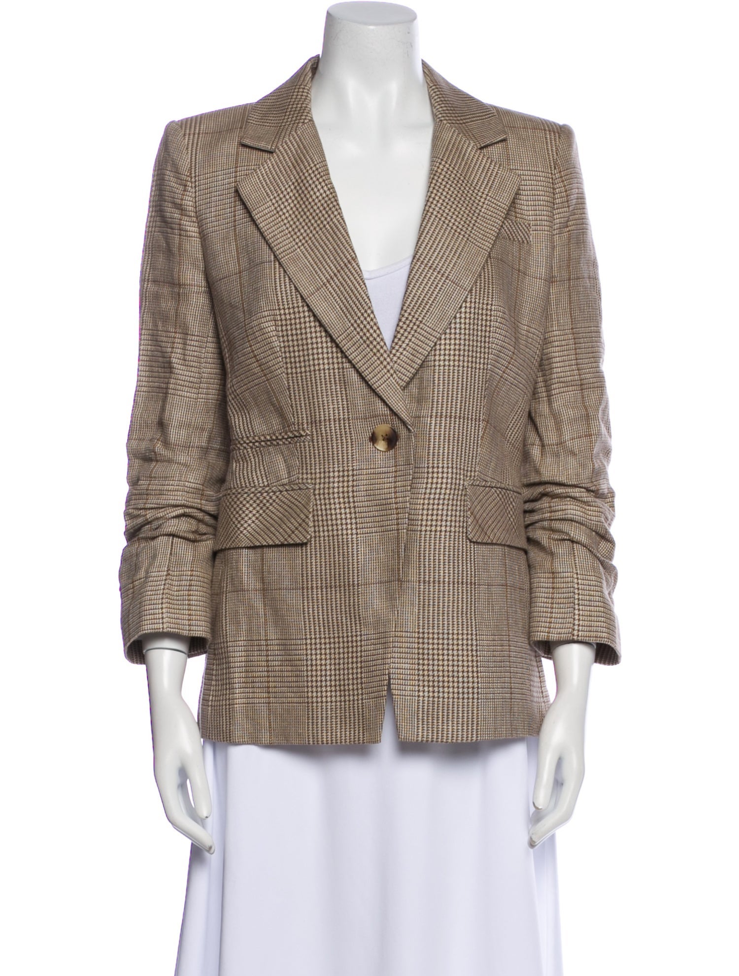 Veronica Beard Linen Houndstooth Print Blazer