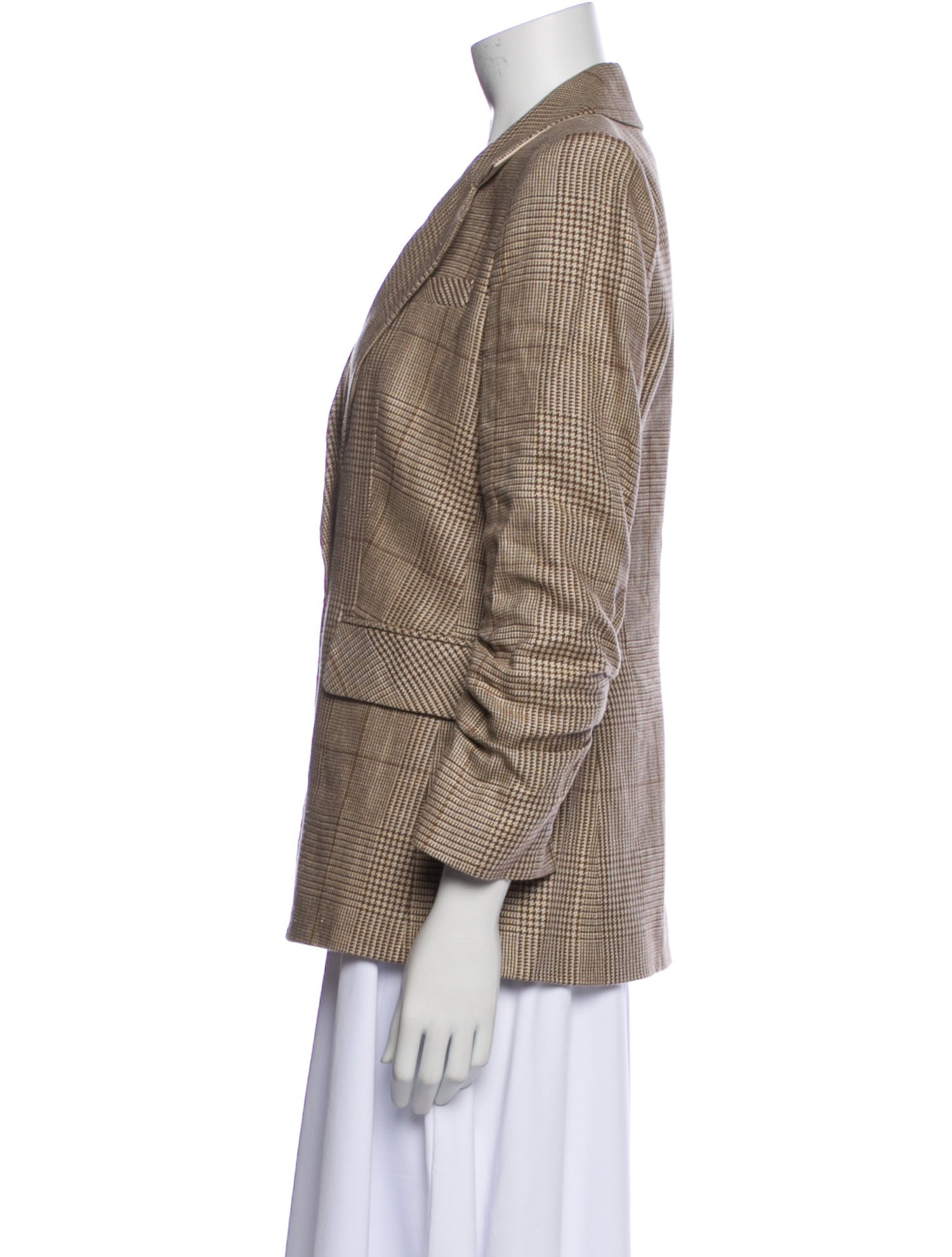 Veronica Beard Linen Houndstooth Print Blazer