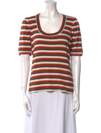 Veronica Beard Striped Scoop Neck T-Shirt