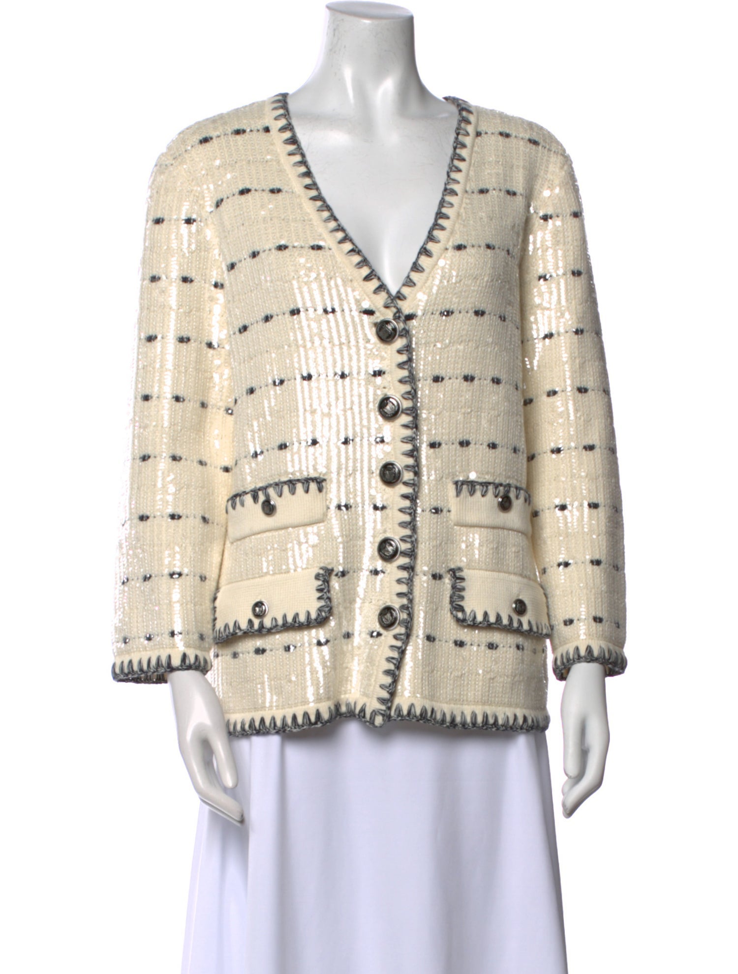 Veronica Beard Striped V-Neck Sweater