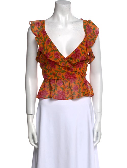 Veronica Beard Silk Floral Print Crop Top