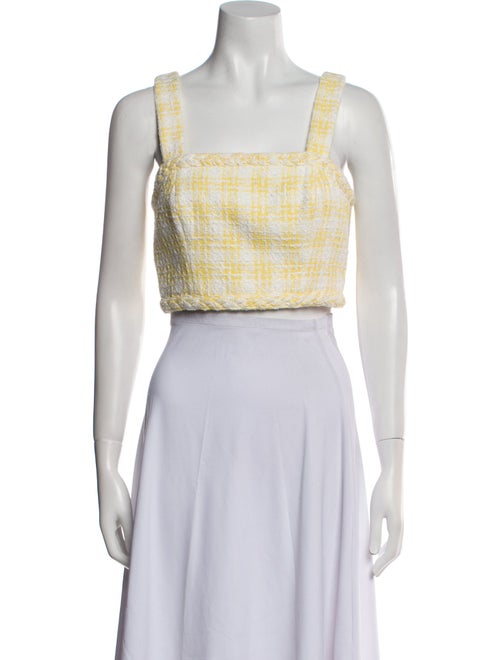 Veronica Beard Plaid Print Square Neckline Crop Top