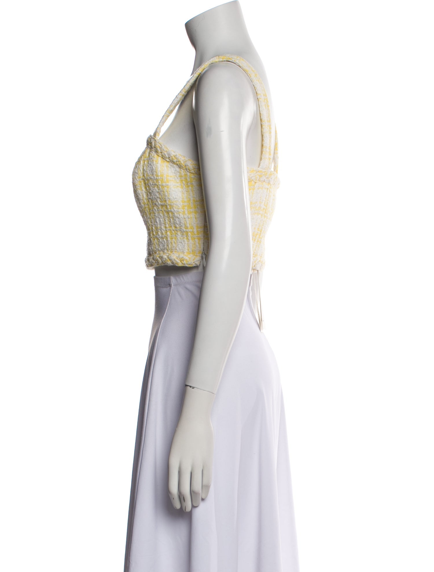 Veronica Beard Plaid Print Square Neckline Crop Top