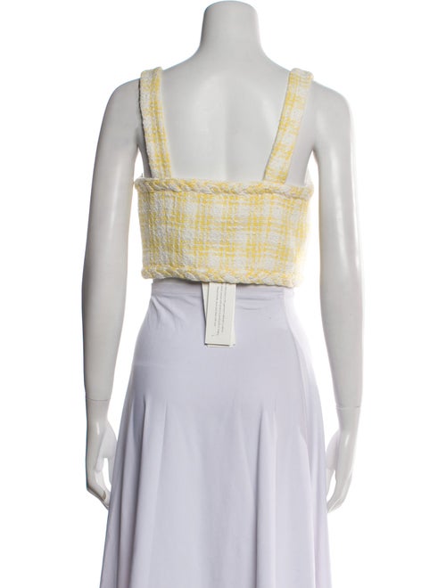 Veronica Beard Plaid Print Square Neckline Crop Top