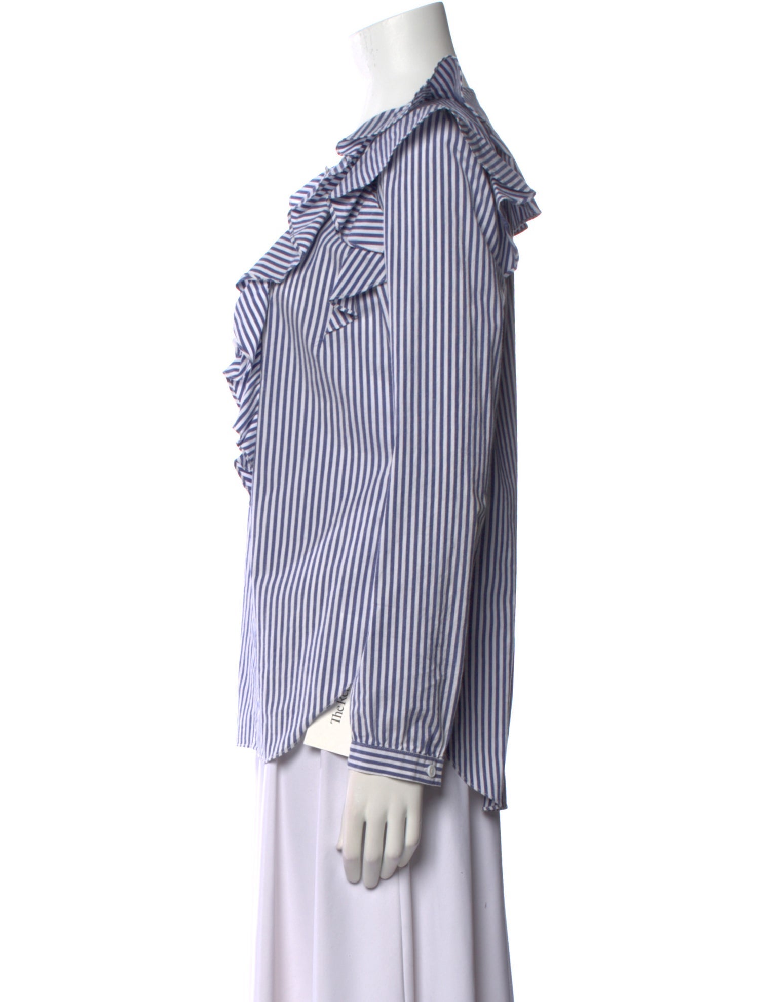 Veronica Beard Striped Crew Neck Button-Up Top