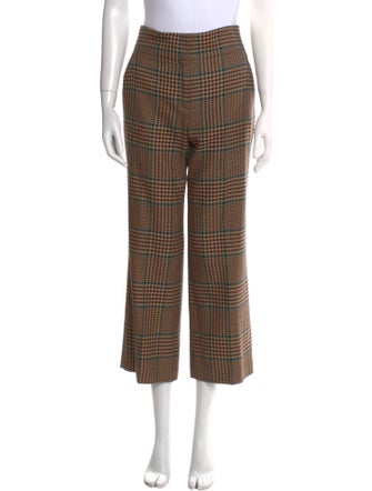 Veronica Beard Plaid Print Wide Leg Pants