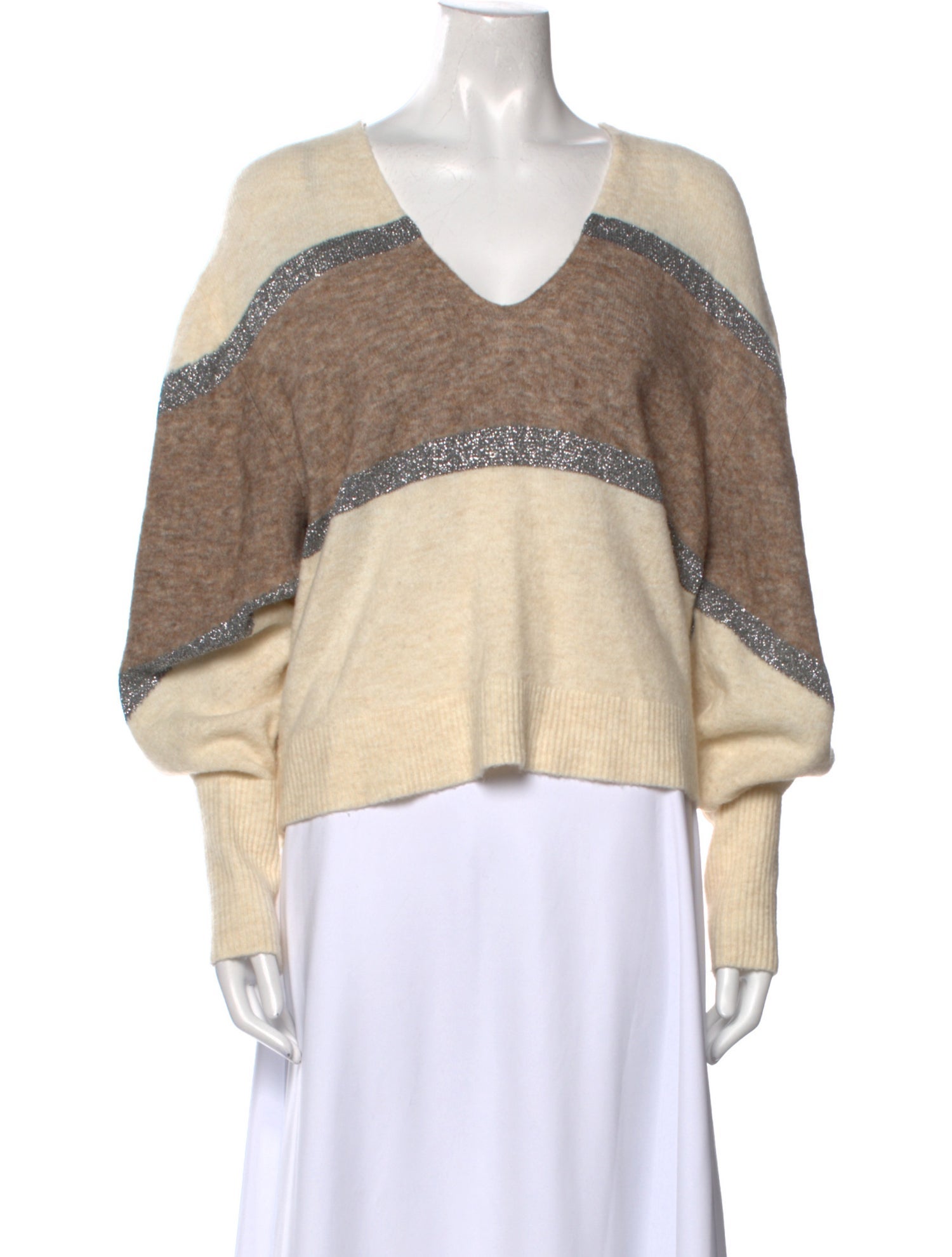 Veronica Beard Striped V-Neck Sweater