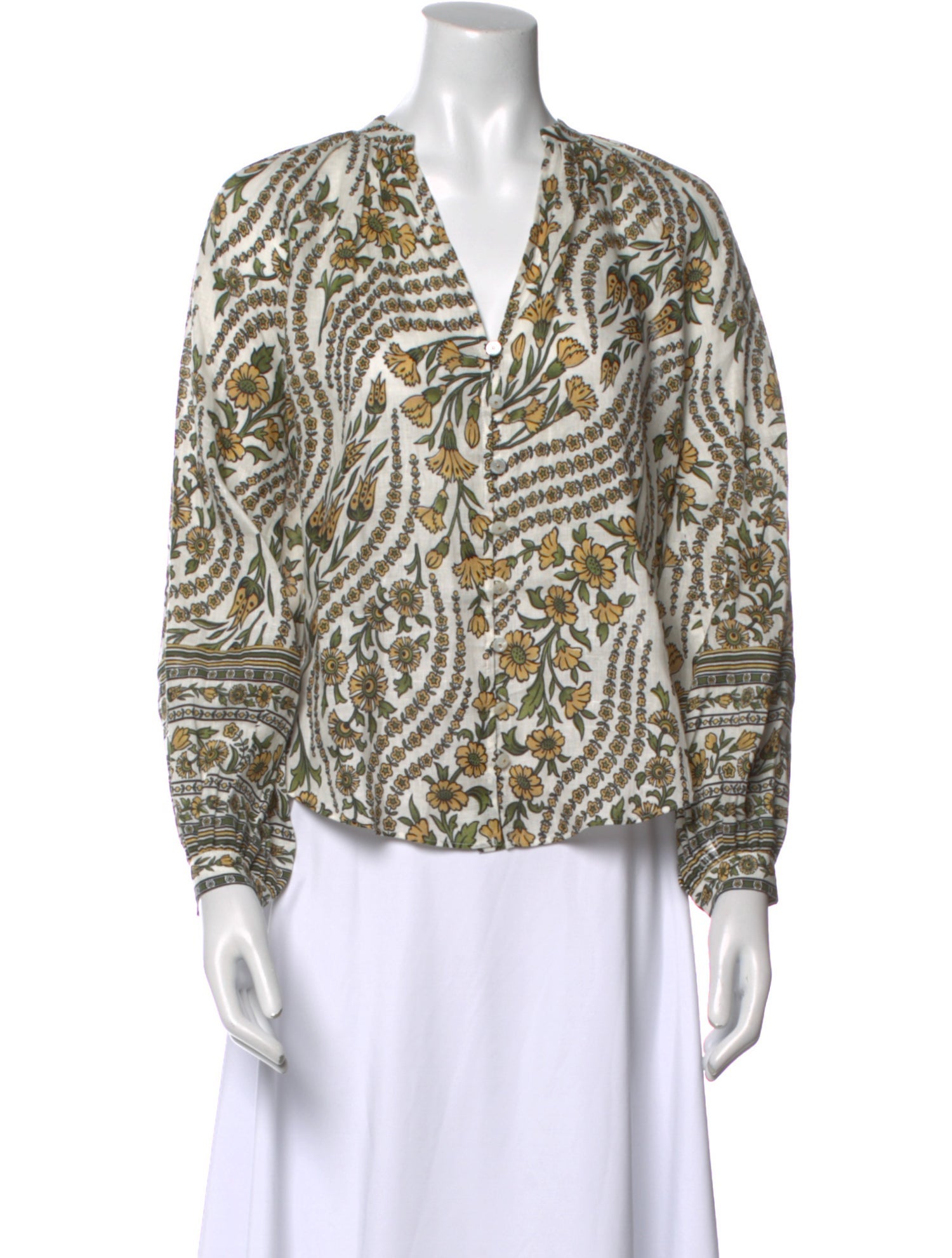 Veronica Beard Printed V-Neck Blouse