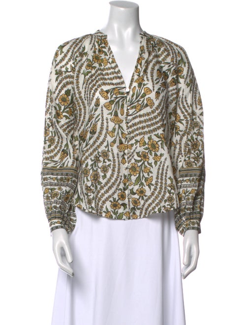 Veronica Beard Printed V-Neck Blouse