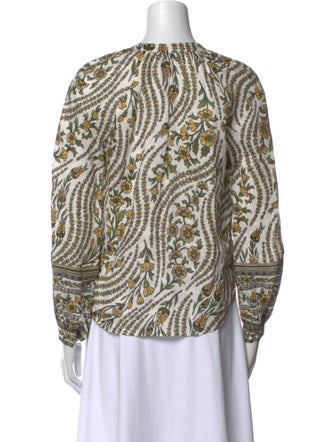 Veronica Beard Printed V-Neck Blouse