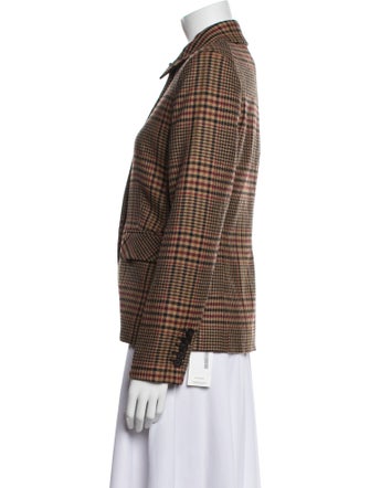 Veronica Beard Virgin Wool Plaid Print Blazer