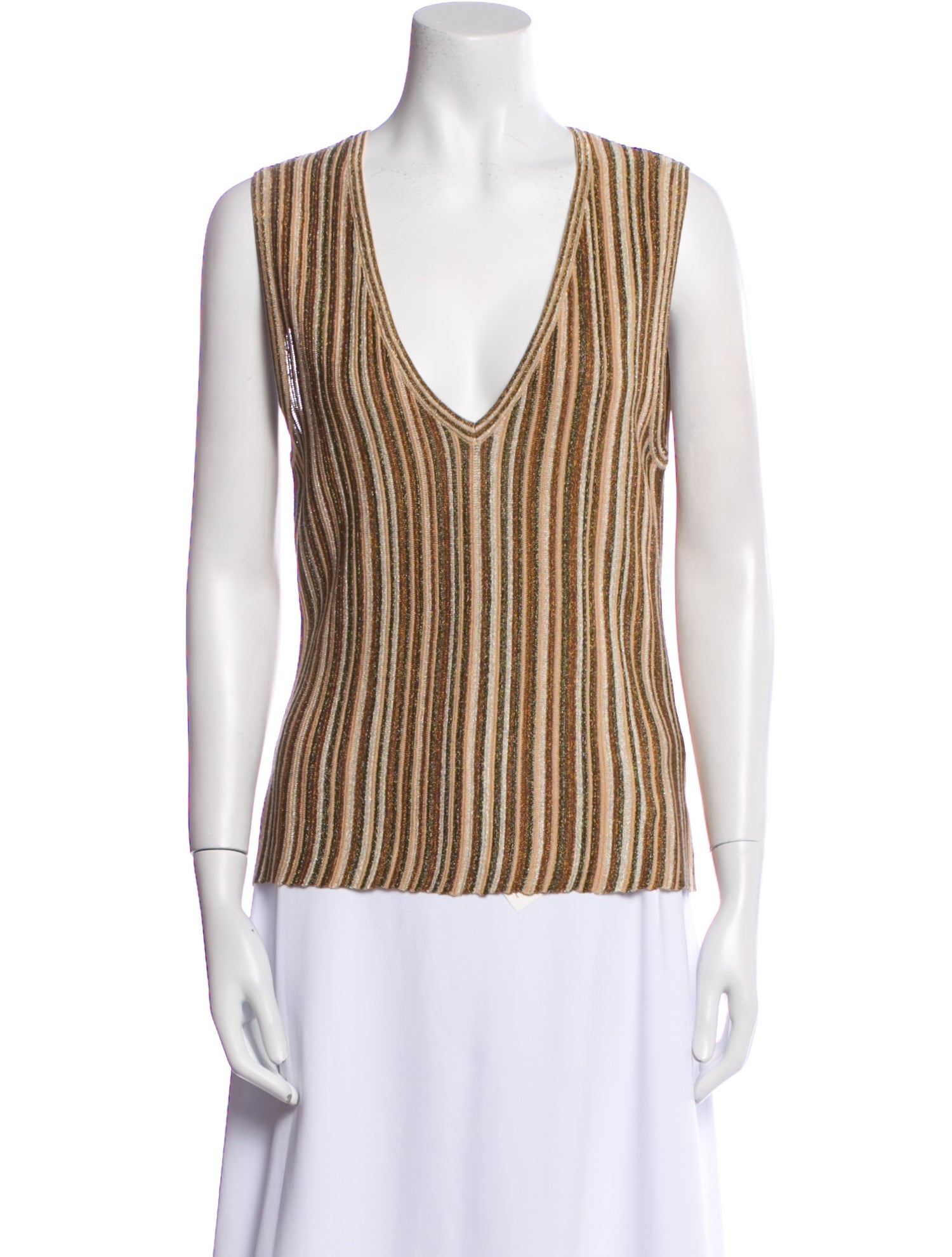Veronica Beard Striped V-Neck Top