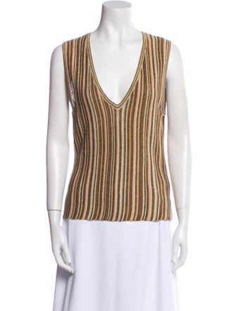 Veronica Beard Striped V-Neck Top