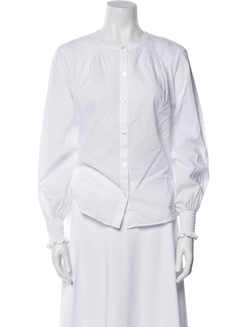 Veronica Beard Crew Neck Long Sleeve Button-Up Top